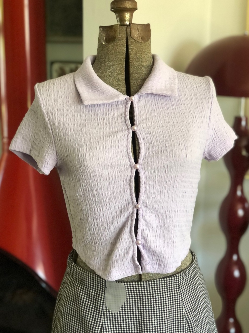 Princess Polly Lavender Purple Ruched Crop Top sz 6